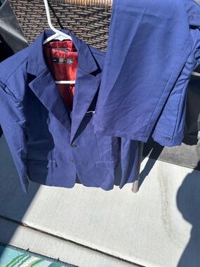 Big Boys Size 20 Navy Blue Tuxedo Jacket Vest And Pants Set beautiful lining !